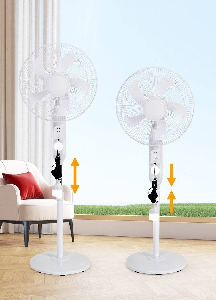 Solar stand fan in a living room